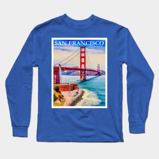 Restored vintage travel poster to San Francisco, CA Long Sleeve T-Shirt